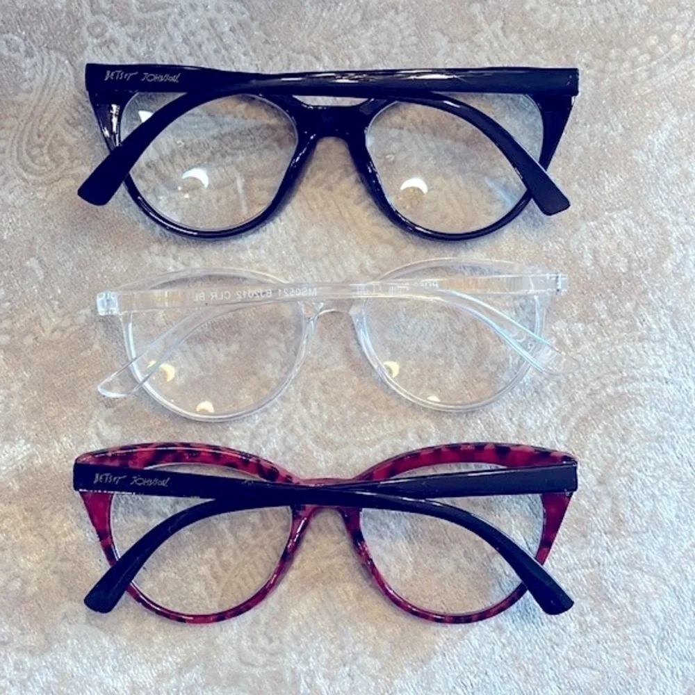 Brand New Betsey Johnson Set of 3 Blue Light Blocking Computer Glasses Cat Eye